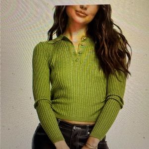 TOPSHOP Rib Long Sleeve Polo - NWT!  Never worn!
